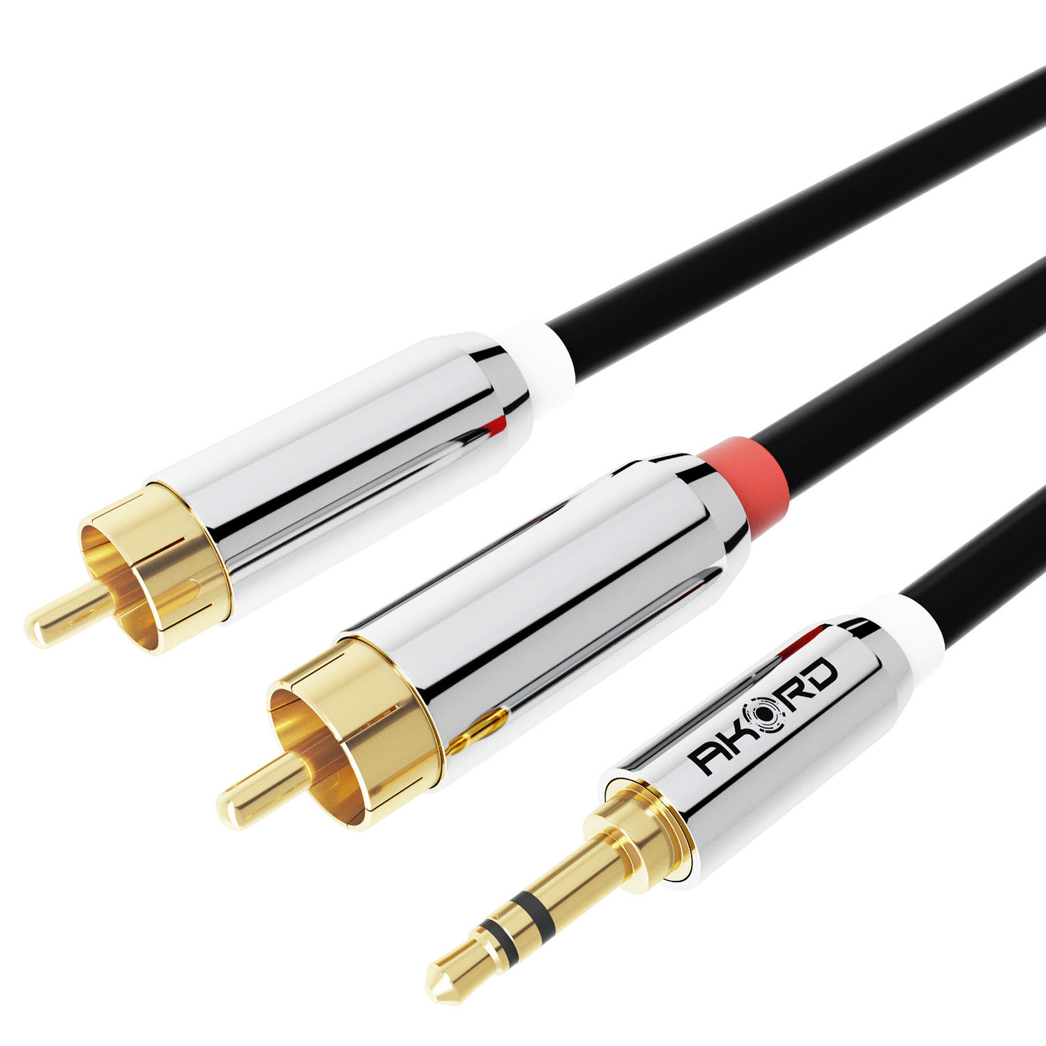 AKORD Stereo 3.5mm Jack Plug to TWIN 2 x RCA PHONO Audio Lead GOLD