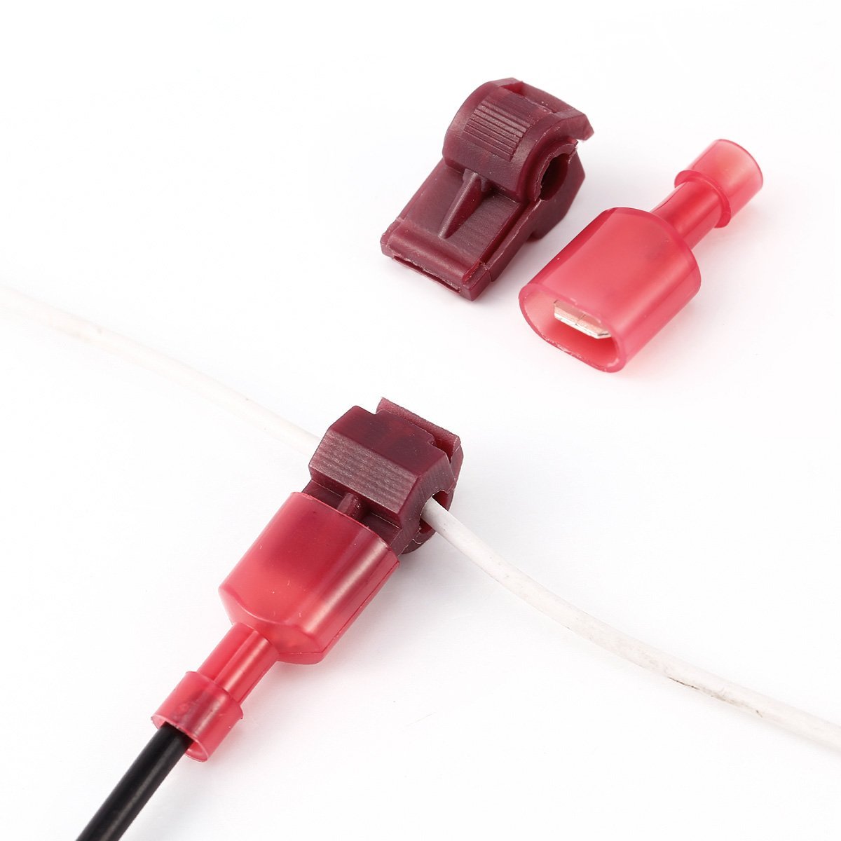 Quick Splice Wire Cable Connector Electrical Joint Clip Lock, Red, 50
